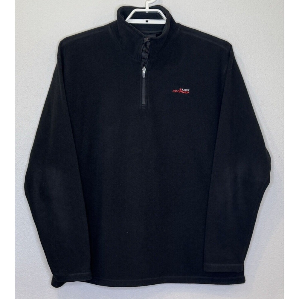 AIGLE ATIMUM Men's Fleece‎ Jacket Sz XXL Black 1/4 Zip Casual Active Pullover